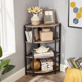 4 Tier Corner Open Shelf,Bookcase Freestanding Shelving Unit,Plant Stand Small Bookshelf For Living Room, Home Office, Kitchen, Small Space Brown Corner Office American Design,Rustic Metal & Wood