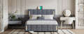 Queen Size Upholstered Bed With Hydraulic Storage System And Led Light, Gray Queen Gray Linen