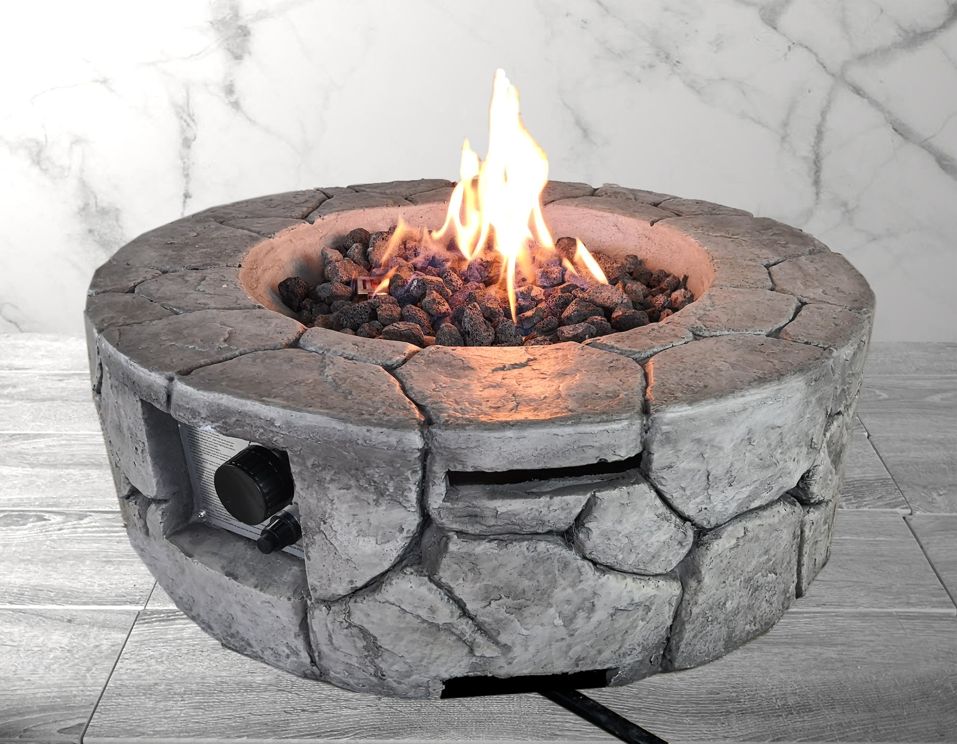 Living Source International 9'' H X 28'' W Fiber Reinforced Concrete Outdoor Fire Pit Stone Gray Stone Gray Modern Concrete