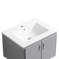 24' Metal Wall Mounted Bathroom Vanity With White Sink,Two Metal Soft Close Cabinet Doors, Metal,Excluding Faucets,Grey Grey Aluminium