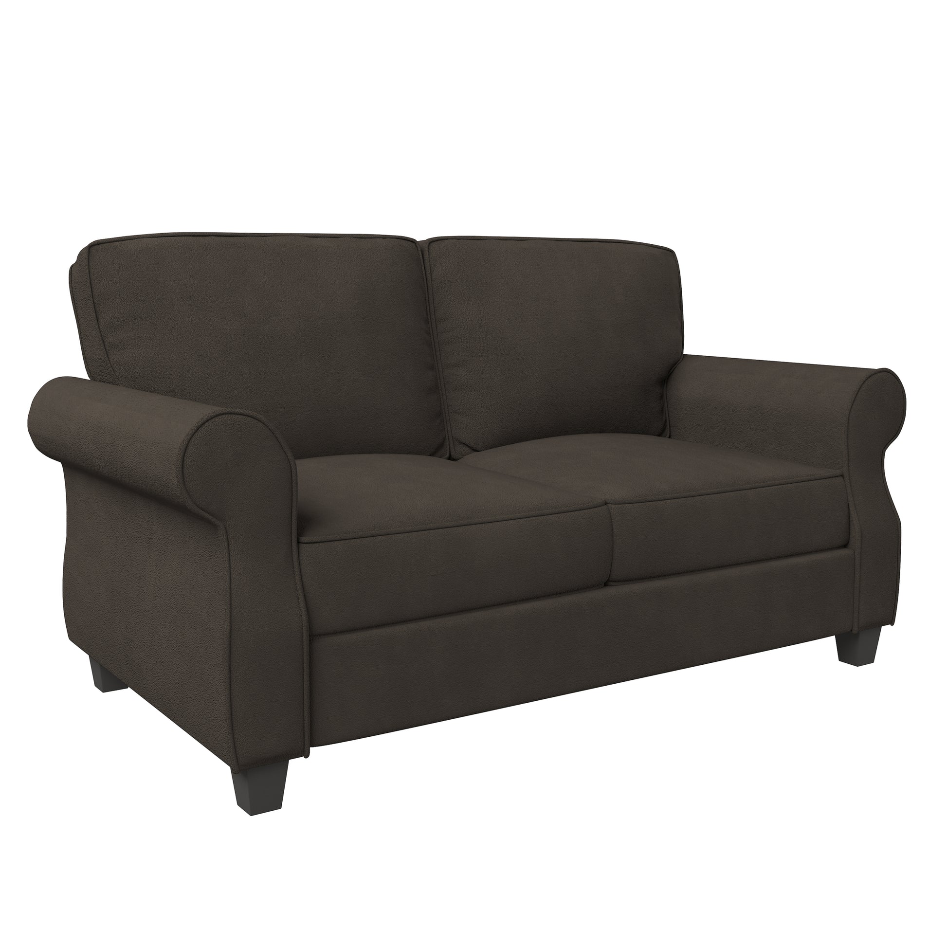Sofa With Solid Wood Frame, Comfy Sofa Couch With Extra Deep Seats, Modern 2 Seater Sofa, For Living Room Apartment Lounge, Brown Brown Wood