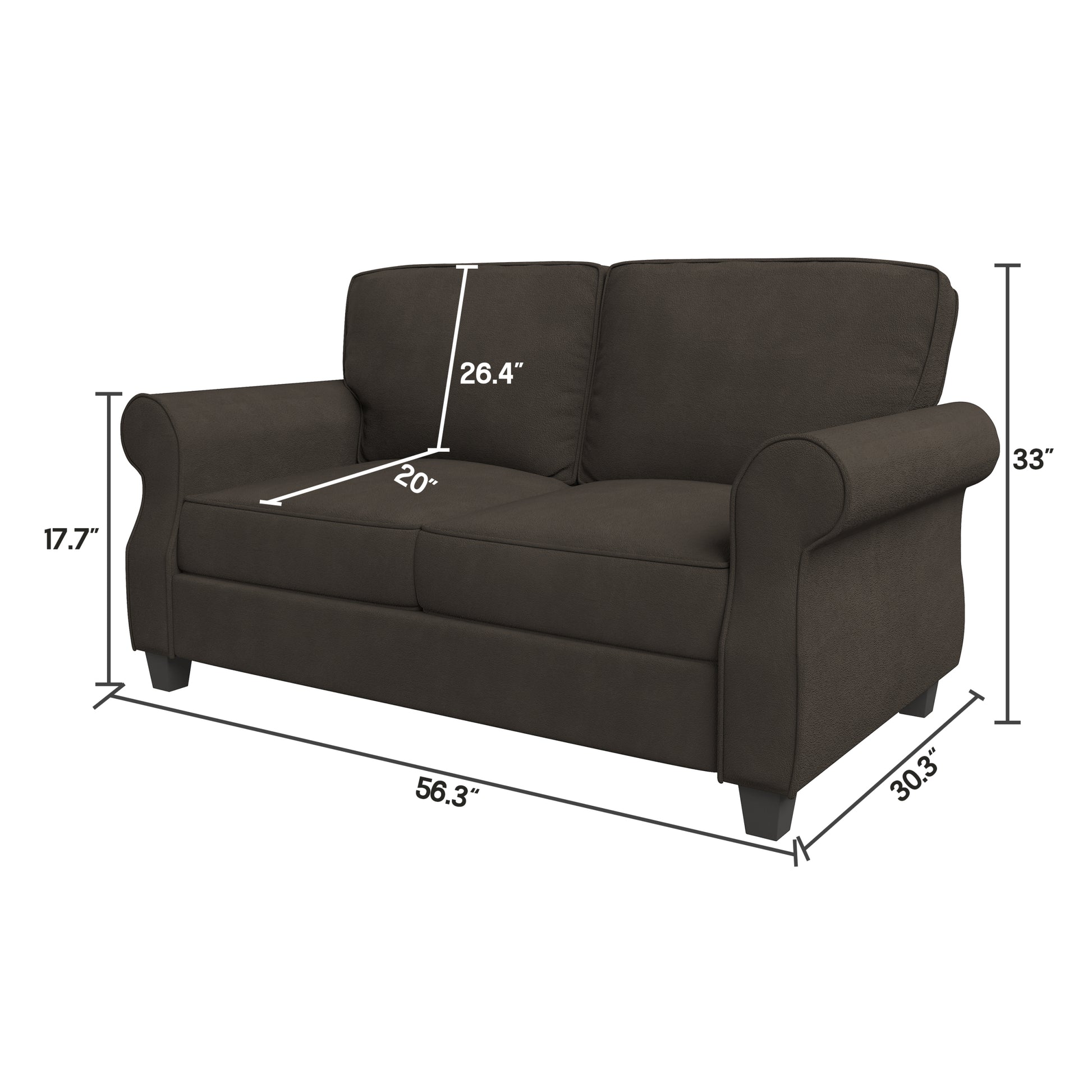Sofa With Solid Wood Frame, Comfy Sofa Couch With Extra Deep Seats, Modern 2 Seater Sofa, For Living Room Apartment Lounge, Brown Brown Wood