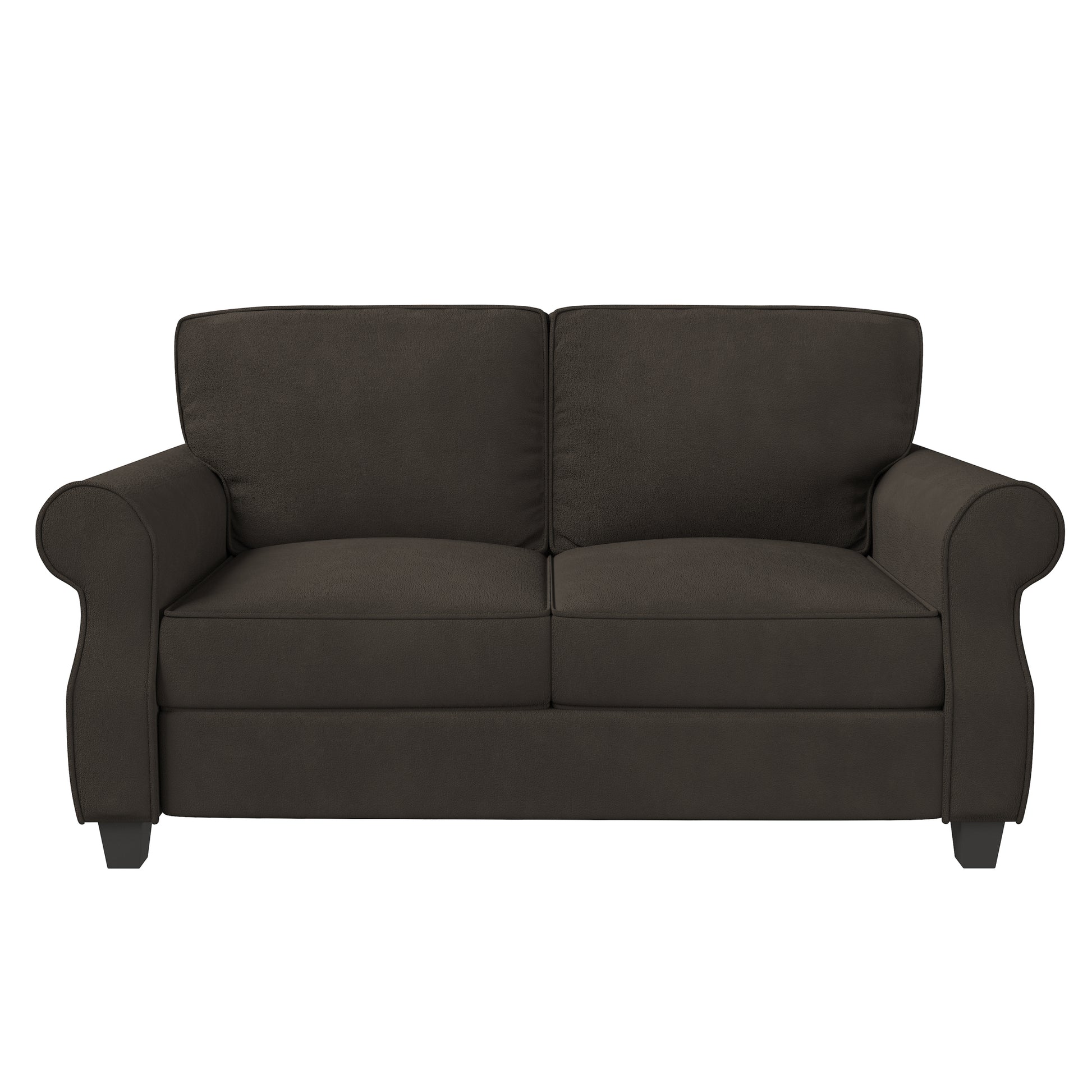 Sofa With Solid Wood Frame, Comfy Sofa Couch With Extra Deep Seats, Modern 2 Seater Sofa, For Living Room Apartment Lounge, Brown Brown Wood