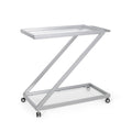 Bar Cart Silver Glass Metal