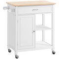 Kitchen Island Cart, Rolling Kitchen Island With Storage, Solid Wood Top, Drawer, For Dining Room, White White Mdf