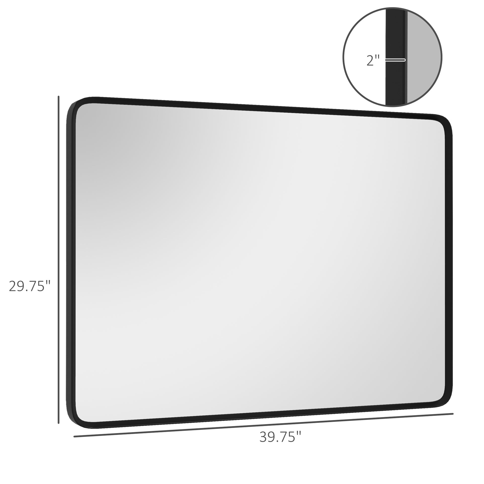 40 X 30 Inch Wall Mirror, Aluminum Frame Rectangular Wall Mirrors Decorative Mirror, 5 Layer Float Technology Mirror For Home Decor, Bathroom, Corner Hangs Horizontal Vertical Black Mdf