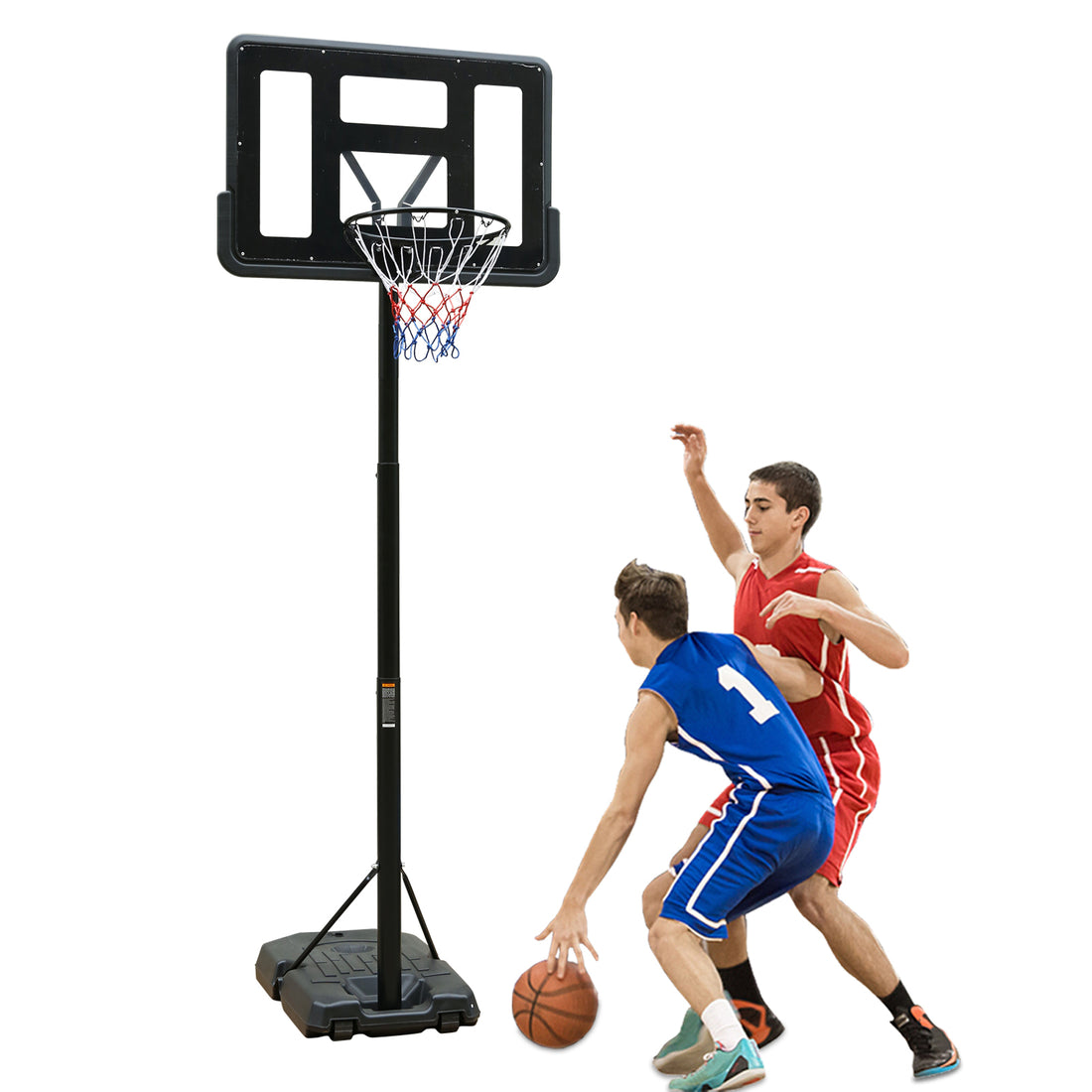 Portable Basketball Hoop Height Adjustable Basketball Hoop Stand 6.6Ft 10Ft With 44 Inch Backboard And Wheels For Adults Teens Outdoor Indoor Black Iron