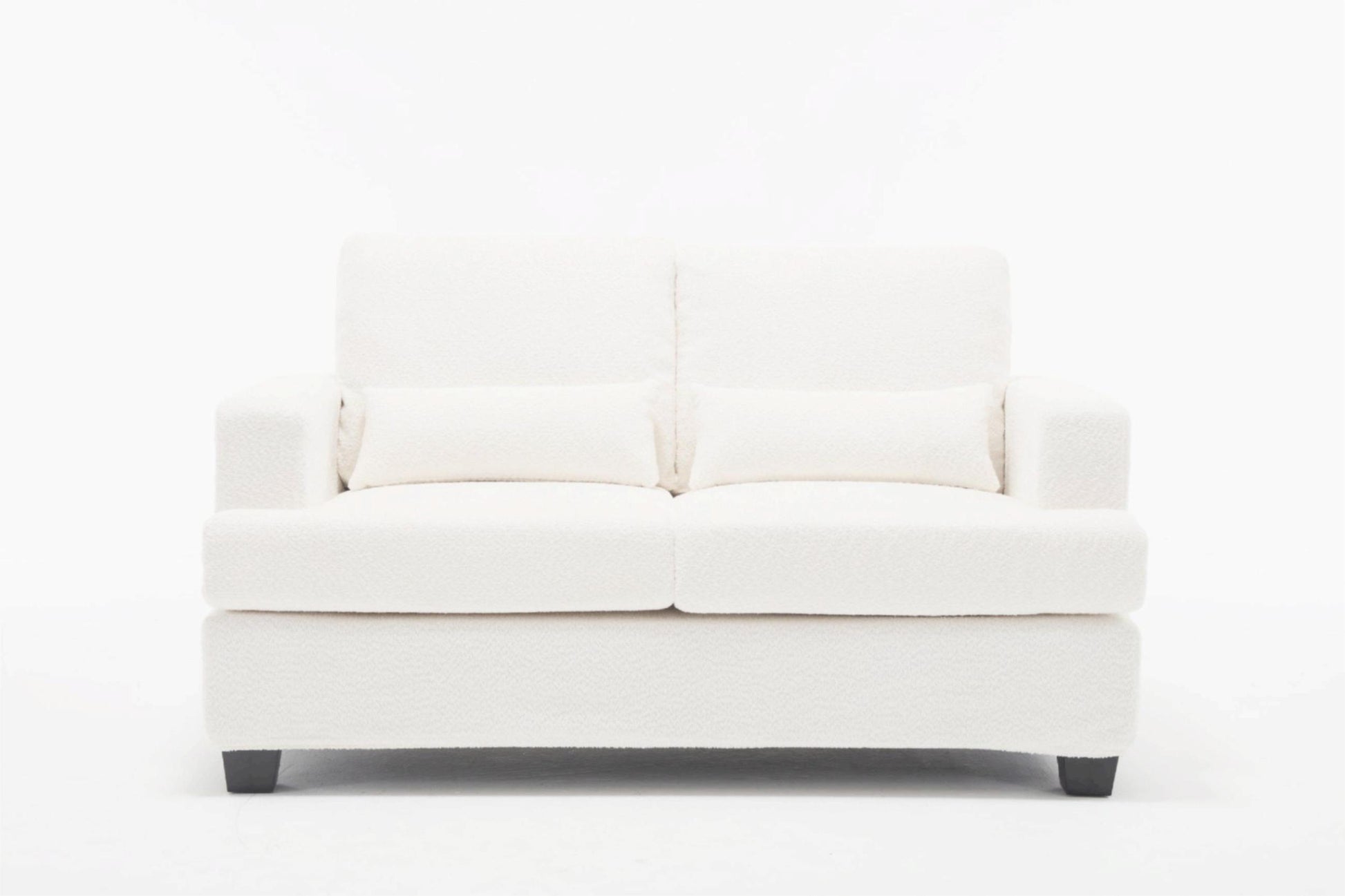 63" Length Modern Loveseat For Living Room, Sofas & Couches With Square Armrest, Removable Back Cushion And 2Pcs Waist Pillow White&Gray Fabric White Wood Primary Living Space Wood 2 Seat