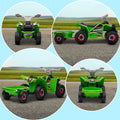 Kids Atv Quad Car With Back Trailer, 6V Kids Electric Car With Forward Backward Function, Wear Resistant Wheels For Toddlers Ages 18 36 Months, Green Green Steel