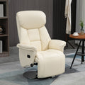 Manual Recliner Chair For Adults, Adjustable Swivel Recliner With Footrest, Padded Arms, Pu Leather Upholstery And Steel Base For Living Room, Cream White Cream White Pu Leather