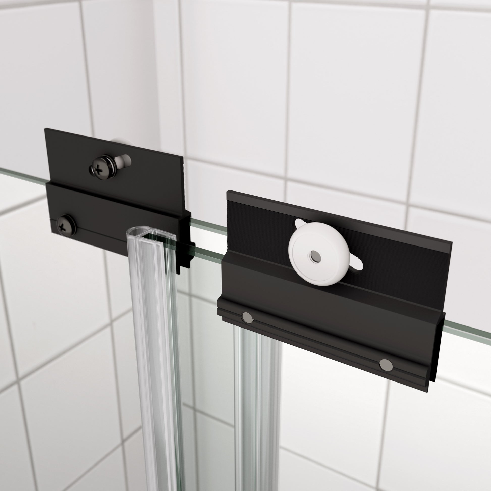 Bypass Shower Door, Sliding Door, With 1 4" Tempered Glass And Matted Black Finish Matte Black Bathroom Aluminium Alloy