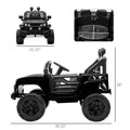 12V Kids Ride On Truck With Parent Remote Control, Electric Battery Powered Toy Car With Spring Suspension, Adjustable Speed, Led Lights And Horn, Black Black Steel