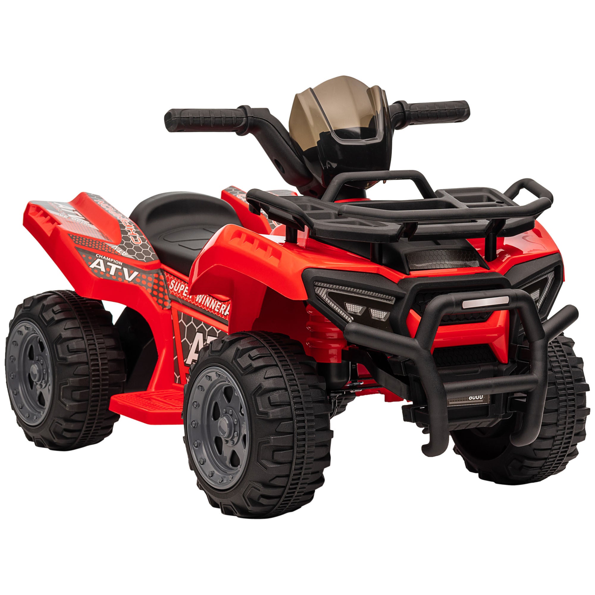 Kids Ride On Atv Four Wheeler Car 6V Battery Powered Motorcycle With Music For 18 36 Months, Red Red Steel