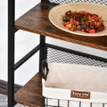 3 Tier Console Table Industrial Style Storage Metal Wooden Shelf With A Robust Multi Functional Design & Adjustable Feet, Black Rustic Brown Mdf Steel