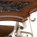 Sofa Table, Marble Paper Top, Mdf With Birch Middle Shelfpowder Coat Finish Metal Legs. 54