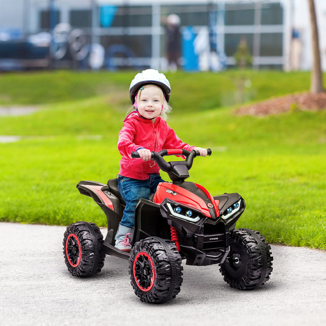 12V Kids Atv Quad Car With Forward & Backward Function, Four Wheeler For Kids With Wear Resistant Wheels, Music, Electric Ride On Atv For Toddlers Ages 3 Years Old, Red Red Steel