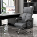 Executive Massage Office Chair With 4 Vibration, Computer Desk Chair, Pu Leather Heated Reclining Chair With Adjustable Height, Swivel Wheels, Gray Gray Pu Leather