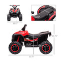 12V Kids Atv Quad Car With Forward & Backward Function, Four Wheeler For Kids With Wear Resistant Wheels, Music, Electric Ride On Atv For Toddlers Ages 3 Years Old, Red Red Steel