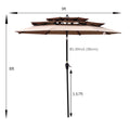 9Ft 3 Tiers Outdoor Patio Umbrella With Crank And Tilt And Wind Vents For Garden Deck Backyard Pool Shade Outside Deck Swimming Pool Mushroom Round Umbrellas Polyester Metal