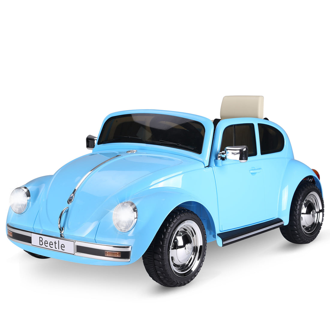 Licensed Volkswagen Beetle Electric Kids Ride On Car 6V Battery Powered Toy With Remote Control Music Horn Lights Mp3 For 3 6 Years Old Blue Blue Steel