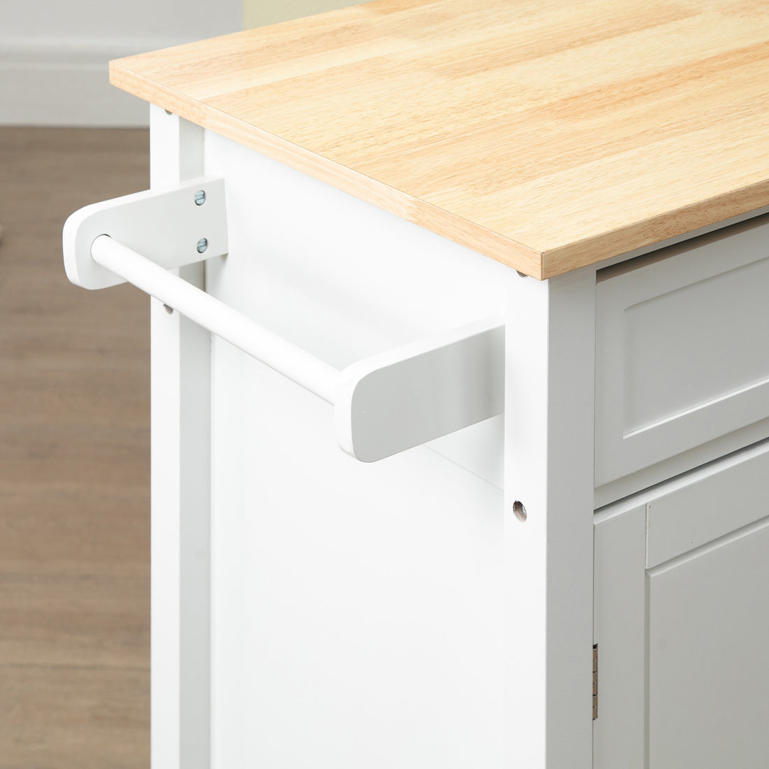 Kitchen Island Cart, Rolling Kitchen Island With Storage, Solid Wood Top, Drawer, For Dining Room, White White Mdf