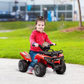 Kids Ride On Atv Four Wheeler Car 6V Battery Powered Motorcycle With Music For 18 36 Months, Red Red Steel