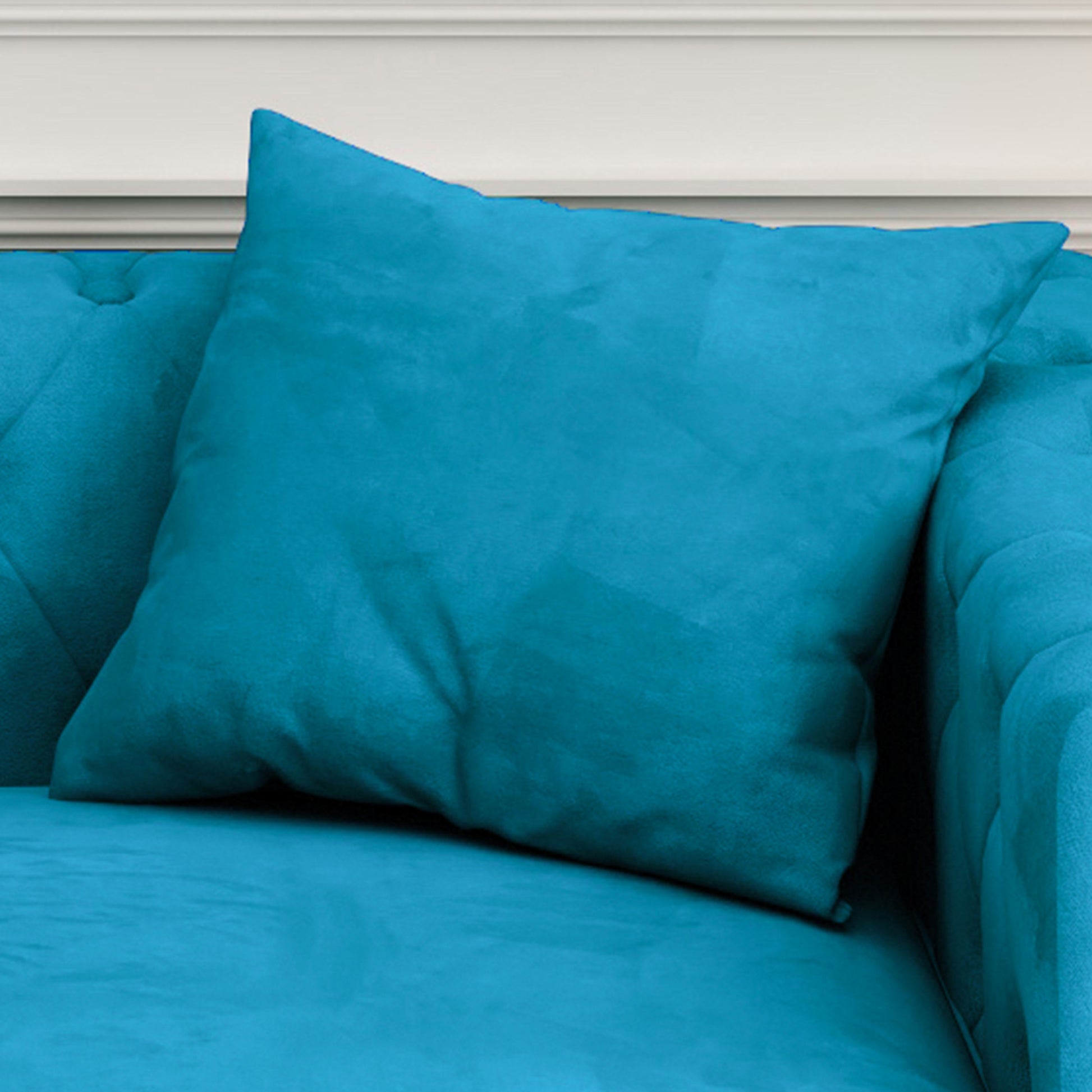 Sofa Includes 2 Pillows, 83 "Blue Velvet Triple Sofa, Suitable For Large And Small Spaces Blue Velvet