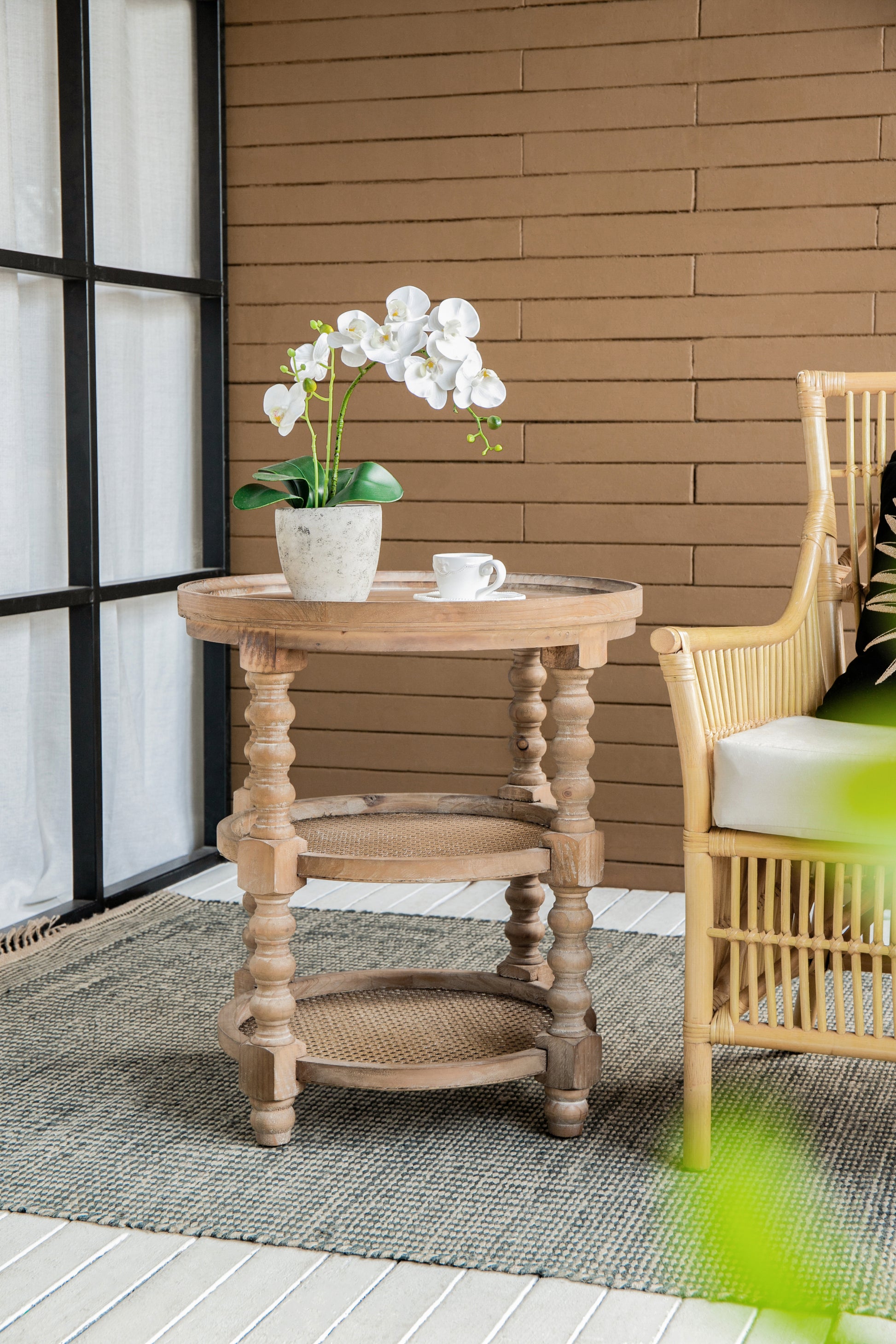 D23.5 X 25" Round 3 Tiered Side Tabel, Natural End Tabel For Lving Room Bedroom Entryway, Brown Brown Wood