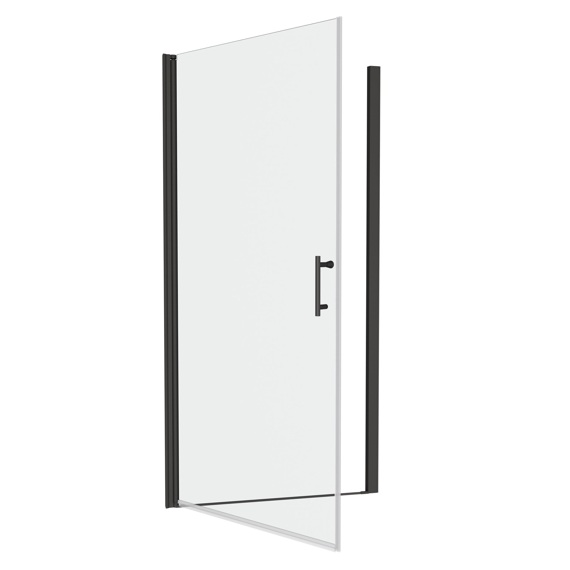 1 3 8" Adjustment,Universal Pivot Shower Door, Open Outside, With 1 4" Tempered Glass And Matted Black Finish Matte Black Aluminium Alloy