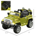 Kids Ride On Car, Off Road Truck With Mp3 Connection, Working Horn, Steering Wheel, And Remote Control, 12V Motor, Green Green Steel