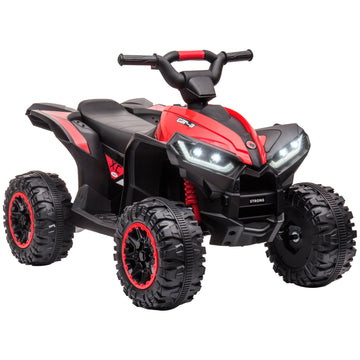 12V Kids Atv Quad Car With Forward & Backward Function, Four Wheeler For Kids With Wear Resistant Wheels, Music, Electric Ride On Atv For Toddlers Ages 3 Years Old, Red Red Steel