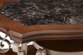Cocktail Table, Marble Paper Top, Mdf With Birch Veneer Middle Shelf And Bottompowder Coat Finish Metal Legs. 52