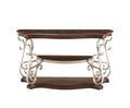 Sofa Table, Marble Paper Top, Mdf With Birch Middle Shelfpowder Coat Finish Metal Legs. 54