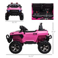 12V Police Car Ride On Truck With Remote Control & Siren, 2 Seater Battery Operated Electric Car For Kids With Music, Electric Ride On Toy With Horn, Pink Pink Steel