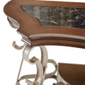 Sofa Table, Marble Paper Top, Mdf With Birch Middle Shelfpowder Coat Finish Metal Legs. 54