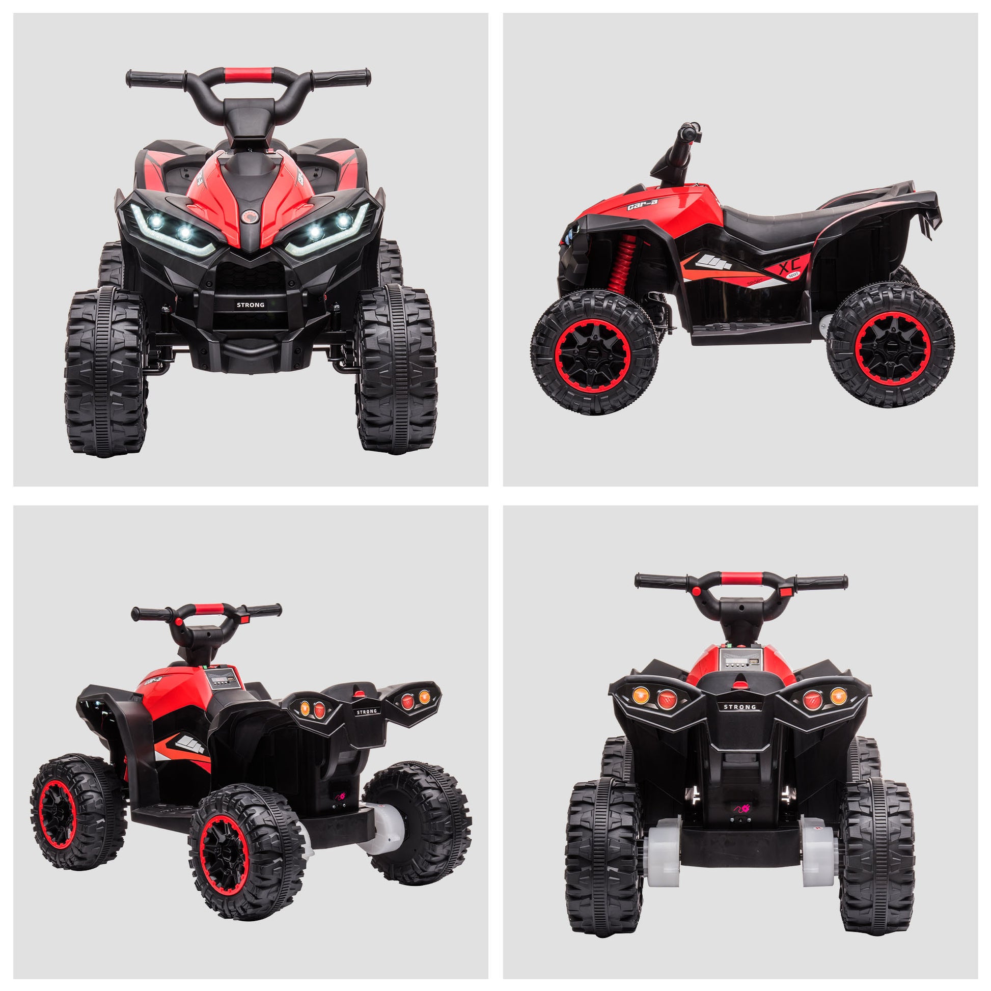 12V Kids Atv Quad Car With Forward & Backward Function, Four Wheeler For Kids With Wear Resistant Wheels, Music, Electric Ride On Atv For Toddlers Ages 3 Years Old, Red Red Steel