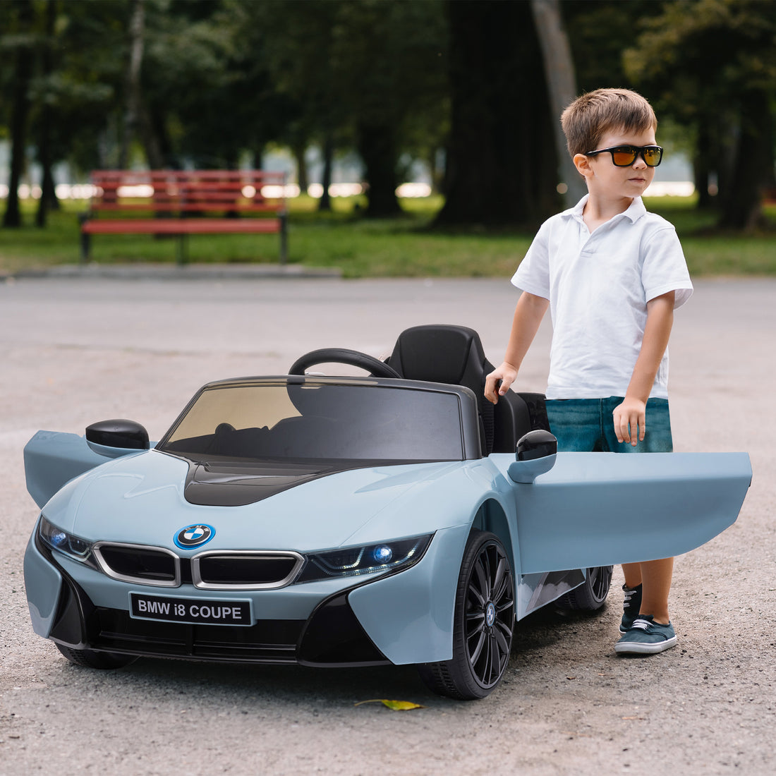 Licensed Bmw I8 Coupe Electric Kids Ride On Car 6V Battery Powered Toy With Remote Control Music Horn Lights Mp3 Suspension Wheels For 37 96Months Old Blue Blue Steel