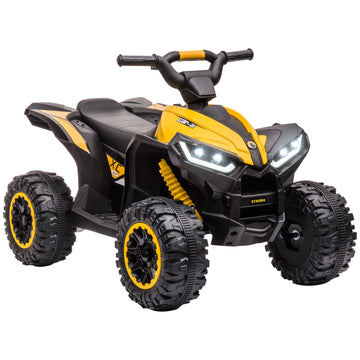 12V Kids Atv Quad Car With Forward & Backward Function, Four Wheeler For Kids With Wear Resistant Wheels, Music, Electric Ride On Atv For Toddlers Ages 3 Years Old, Yellow Yellow Steel