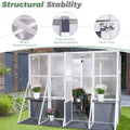 Greenhouse, Wooden Lean To Greenhouses For Outdoors, Heavy Duty Walk In Green House For Outside Winter, Large Hot House For Sunroom Storage Shed, Garden, Backyard 103.9''X98.4''X77.6'' White Gray Weather Resistant Frame Garden & Outdoor Wood Glass