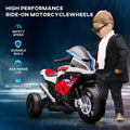 Licensed 6V Kids Ride On Motorcycle, Off Road Battery Powered Three Wheels Dirtbike With Usb, Aux, Music And Headlight For Toddler, Red Red Steel