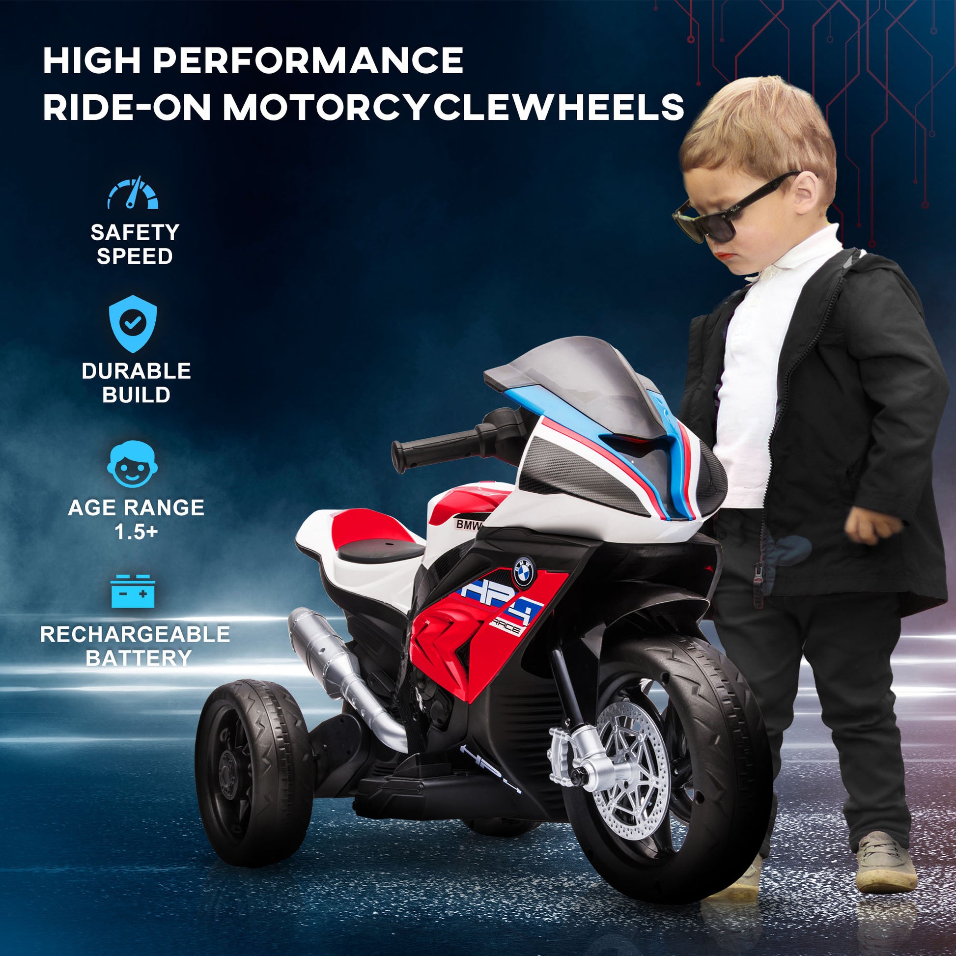 Licensed 6V Kids Ride On Motorcycle, Off Road Battery Powered Three Wheels Dirtbike With Usb, Aux, Music And Headlight For Toddler, Red Red Steel