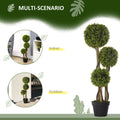 Artificial Plant For Home Decor Indoor & Outdoor Fake Plants Artificial Tree In Pot, 3 Ball Boxwood Topiary Tree For Home Office, Living Room Decor, Light Green Light Green Plastic