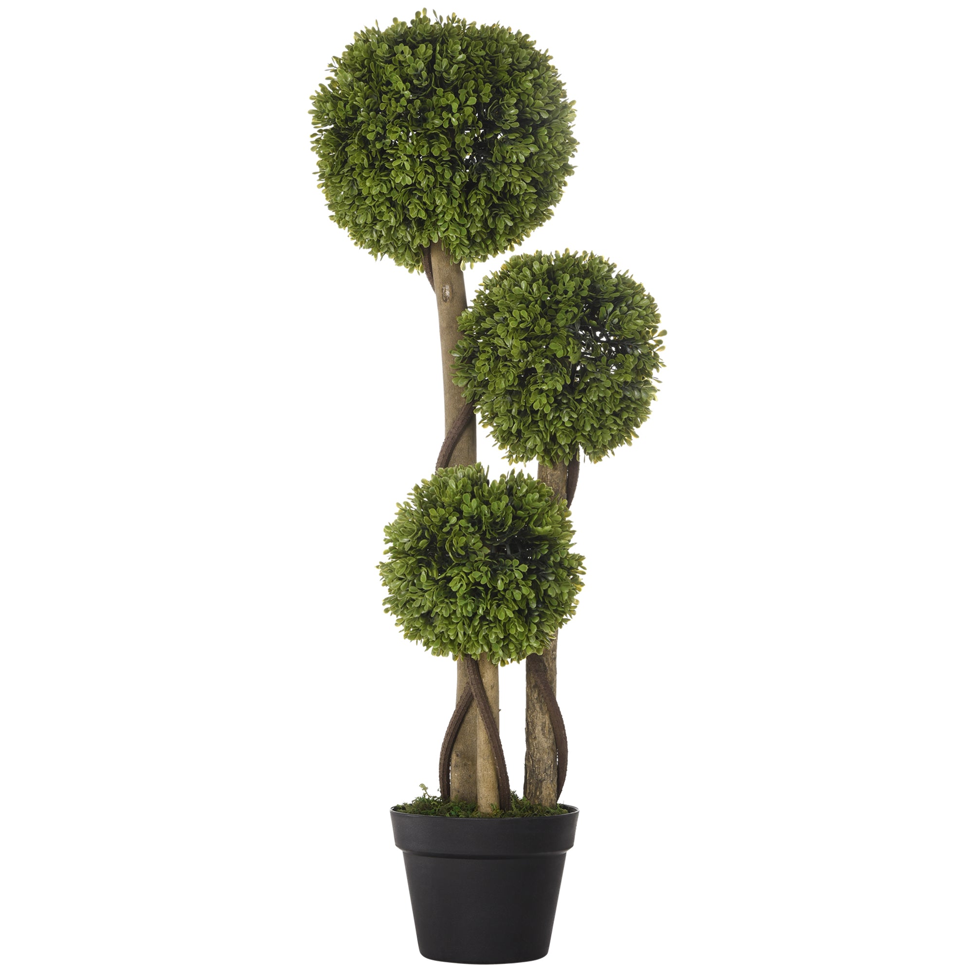 Artificial Plant For Home Decor Indoor & Outdoor Fake Plants Artificial Tree In Pot, 3 Ball Boxwood Topiary Tree For Home Office, Living Room Decor, Light Green Light Green Plastic