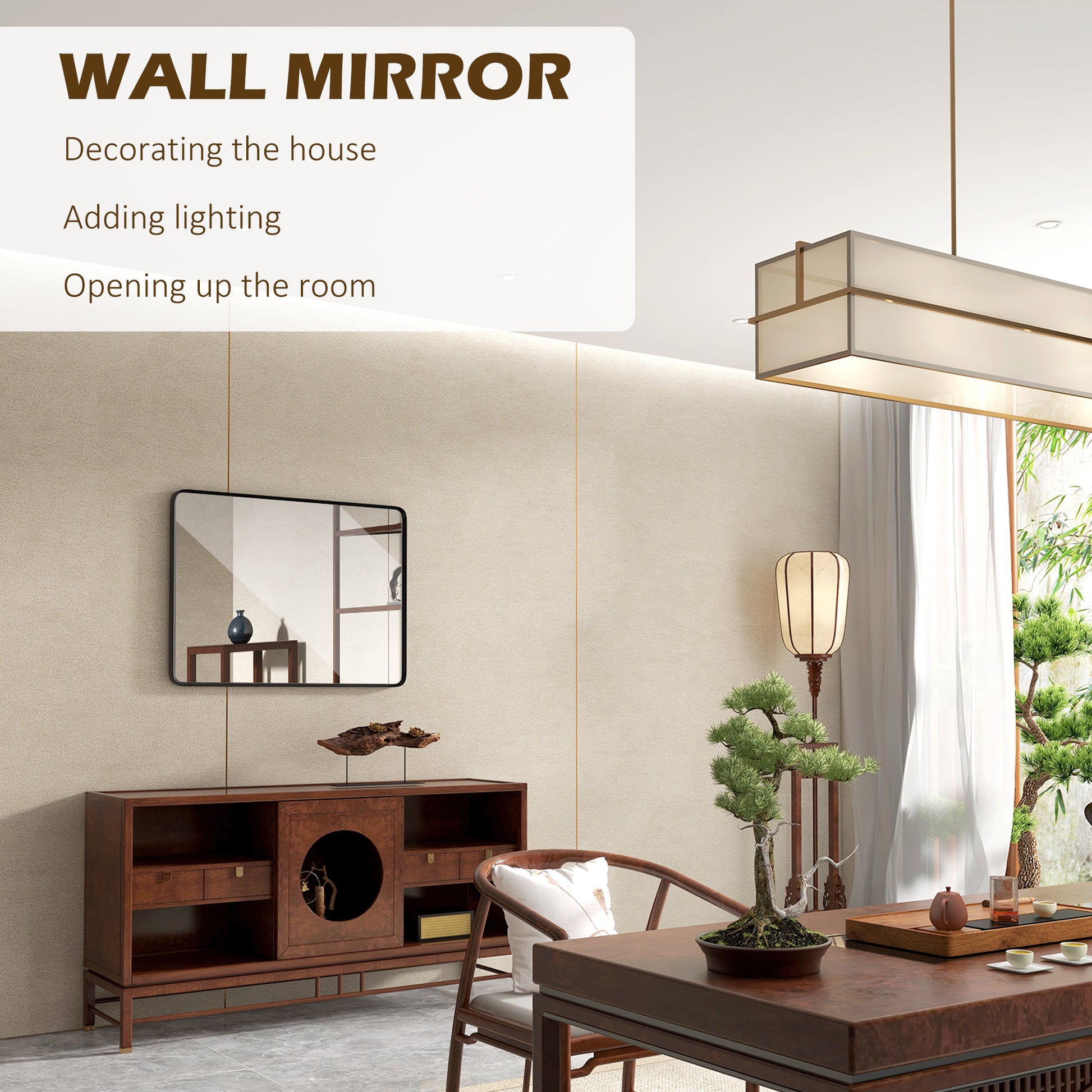 30 X 22 Inch Wall Mirror, Aluminum Frame Rectangular Wall Mirrors Decorative Mirror, 5 Layer Float Technology Mirror For Home Decor, Bathroom, Corner Hangs Horizontal Vertical Black Mdf