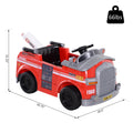 6V Electric Ride On Fire Truck Vehicle For Kids With Remote Control, Music, Lights, And Ladder Red Steel