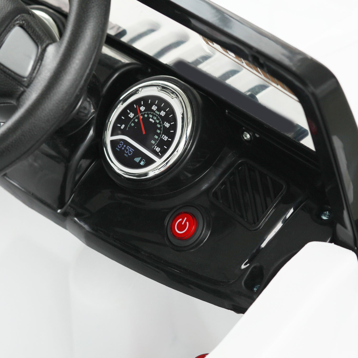 Kids Ride On Car, Off Road Truck With Mp3 Connection, Working Horn, Steering Wheel, And Remote Control, 12V Motor, White White Steel