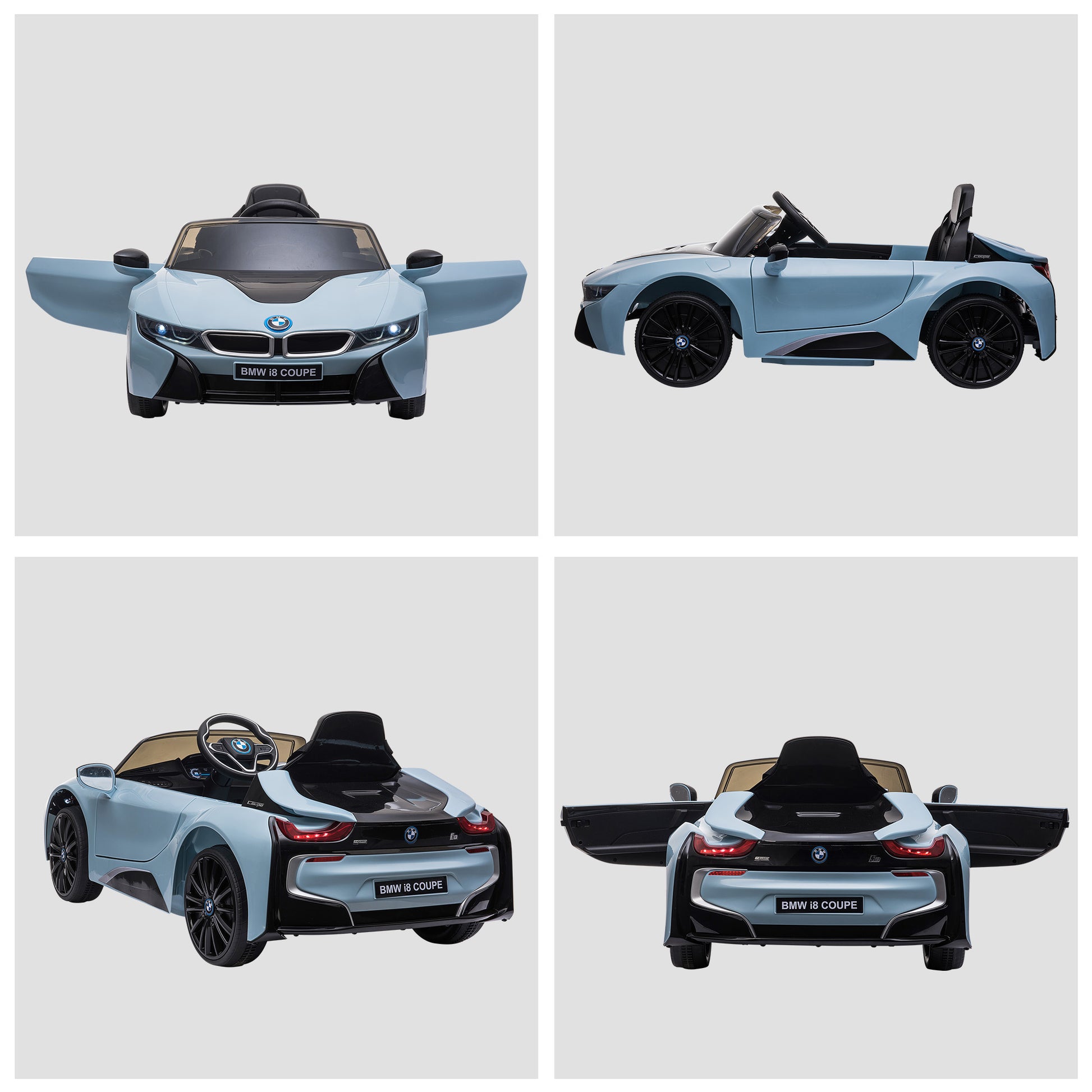 Licensed Bmw I8 Coupe Electric Kids Ride On Car 6V Battery Powered Toy With Remote Control Music Horn Lights Mp3 Suspension Wheels For 37 96Months Old Blue Blue Steel