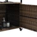 Outdoor Wicker Bar Cart, Patio Wine Serving Cart W Wheelsrolling Rattan Beverage Bar Counter Table W Glass Top For Porch Backyard Garden Poolside Party, Light Brown Light Brown Garden & Outdoor