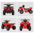 Kids Ride On Atv Four Wheeler Car 6V Battery Powered Motorcycle With Music For 18 36 Months, Red Red Steel