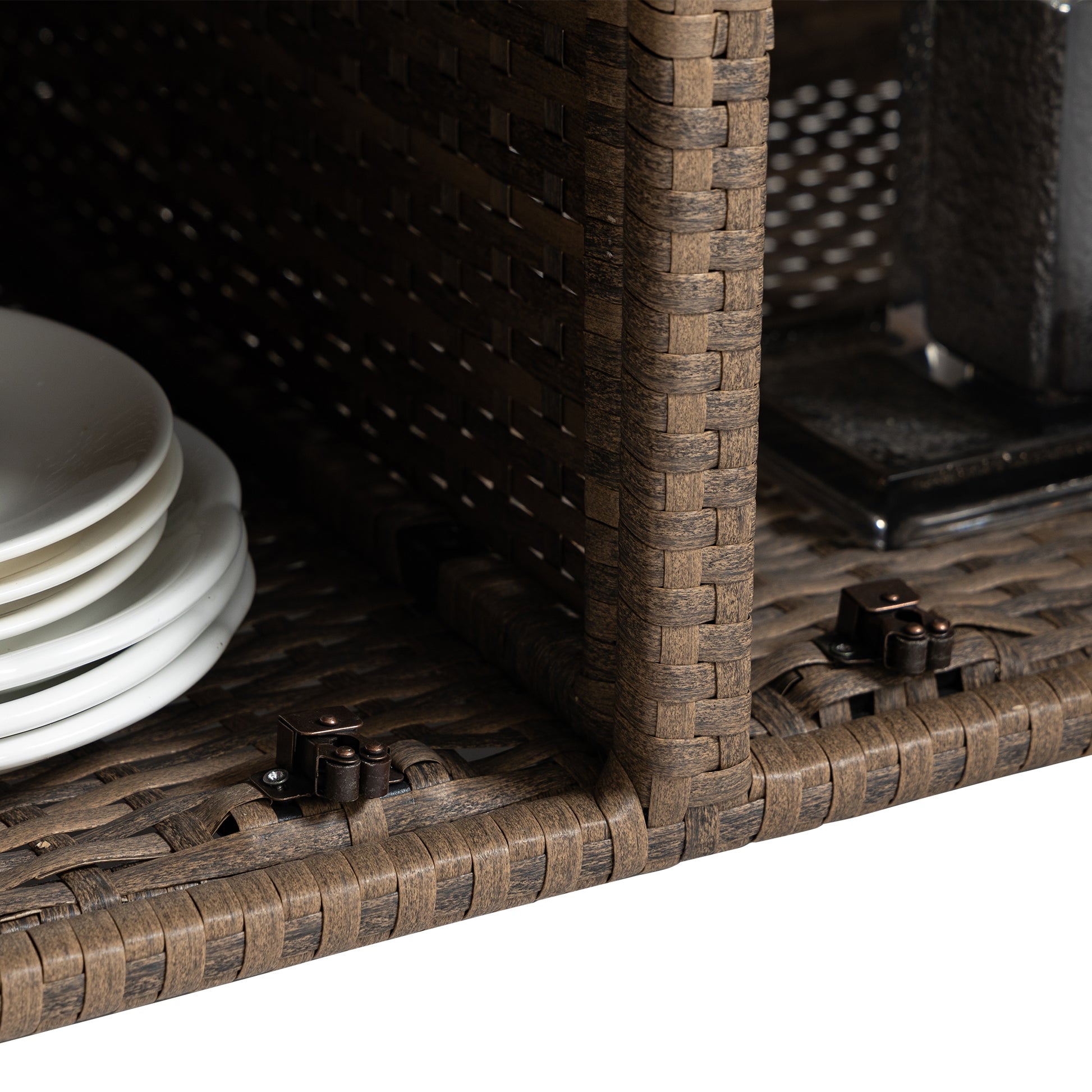 Outdoor Wicker Bar Cart, Patio Wine Serving Cart W Wheelsrolling Rattan Beverage Bar Counter Table W Glass Top For Porch Backyard Garden Poolside Party, Light Brown Light Brown Garden & Outdoor